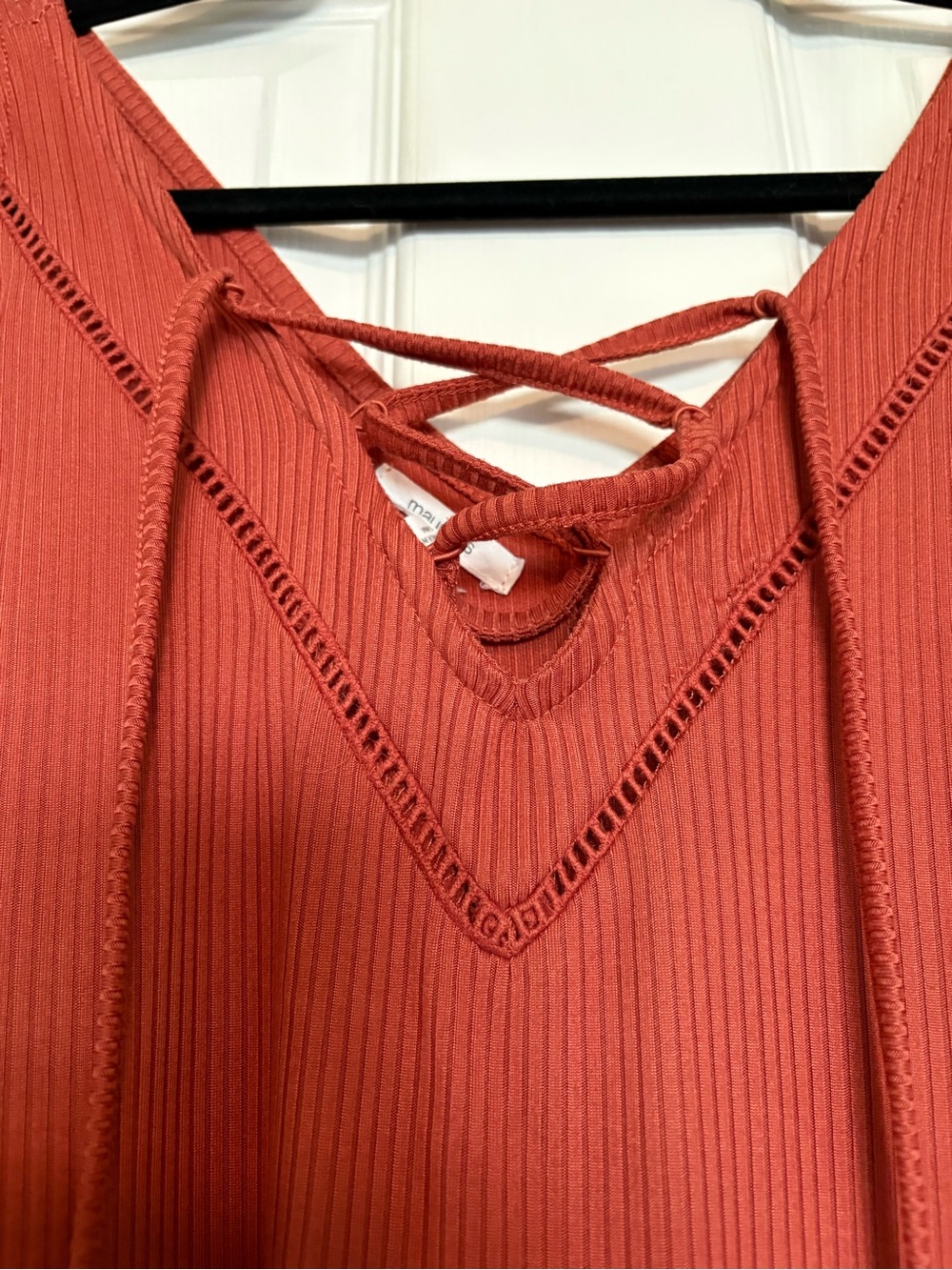 Maurices Rust Ribbed Lace-Up Tank Top - Picture 2 of 3